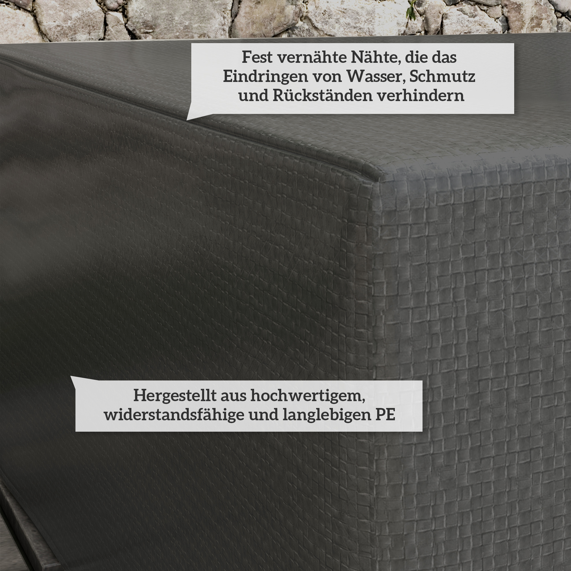 Puutarhakalusteen suojapeite, harmaa, 235 x 190 x 90 cm - Image 5
