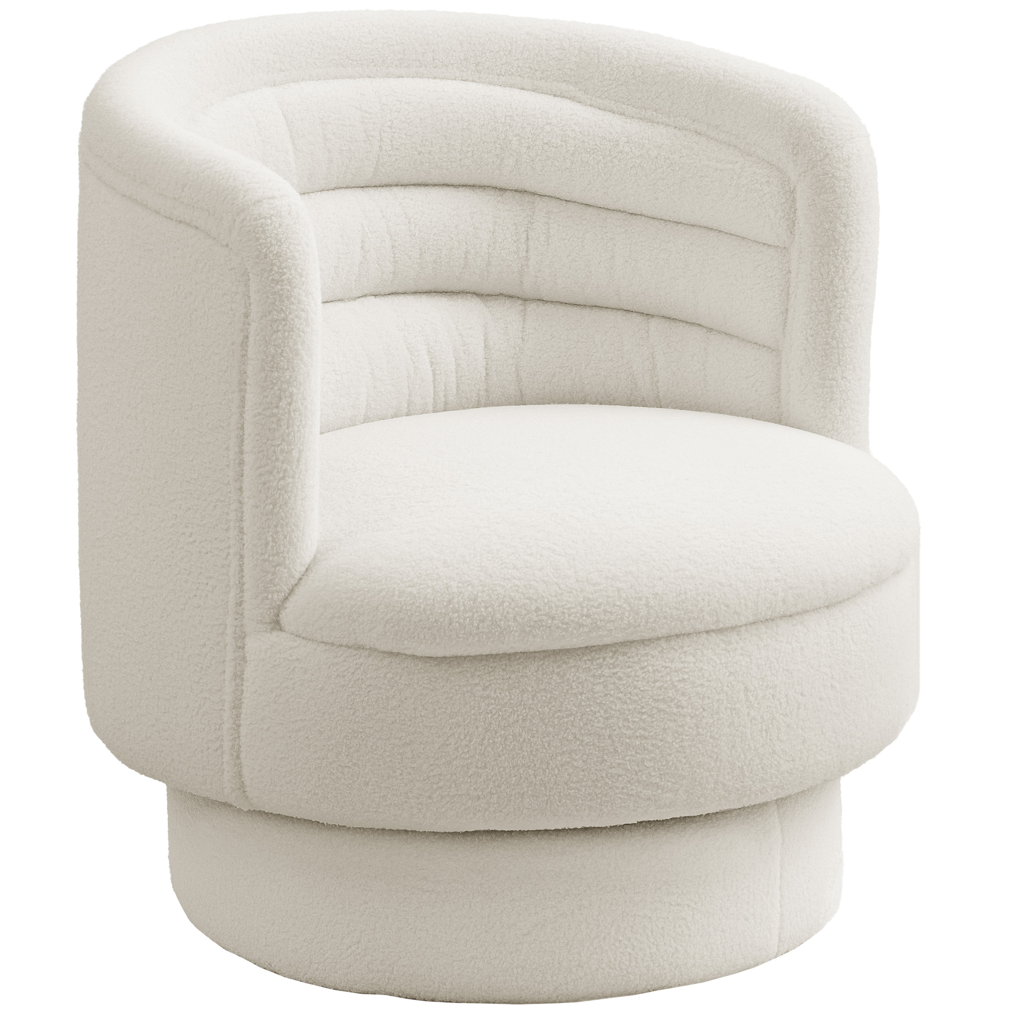 Pyörivä pehmustettu nojatuoli, moderni lounge-tyyli, kumipuurunko, kermanvalkoinen, 74 cm