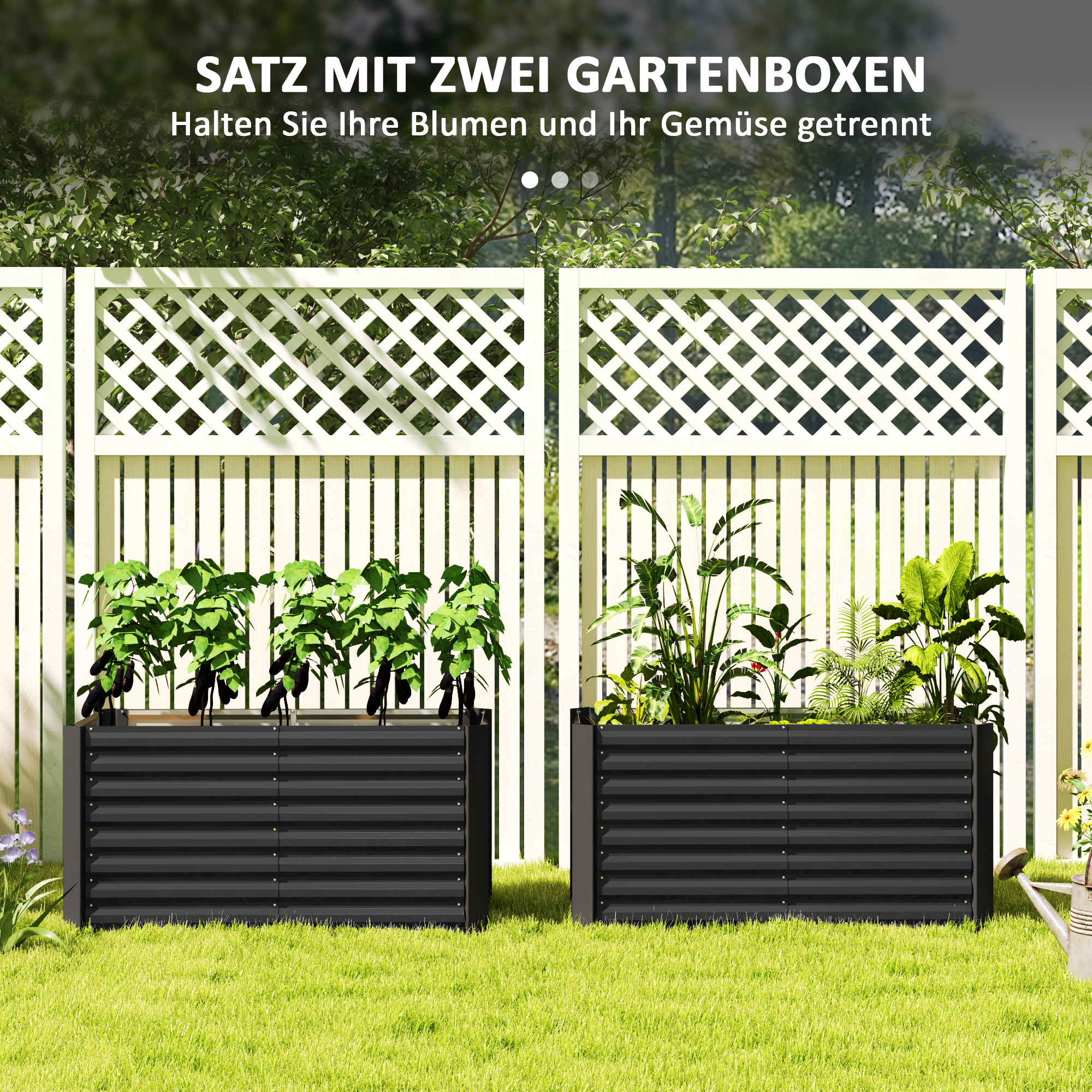2 daļu paaugstināto dobe komplekts, 120 x 60 x 60 cm, tumši pelēka, cinkots tērauds - Image 4