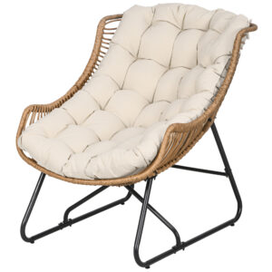 Lounge-tugitool rotangi välimusega, khaki, 75 x 101 x 90 cm