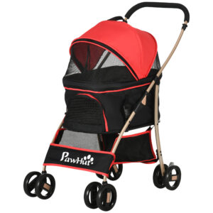 2-in-1 koerakäru kandekott autosse kuni 10 kg, kokkupandav, alumise korviga, 82 x 49,5 x 98 cm, punane