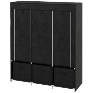 Auduma skapis no neausta auduma, salokāms, ar 3 atvilktnēm, melns, 125 x 43 x 162,5 cm