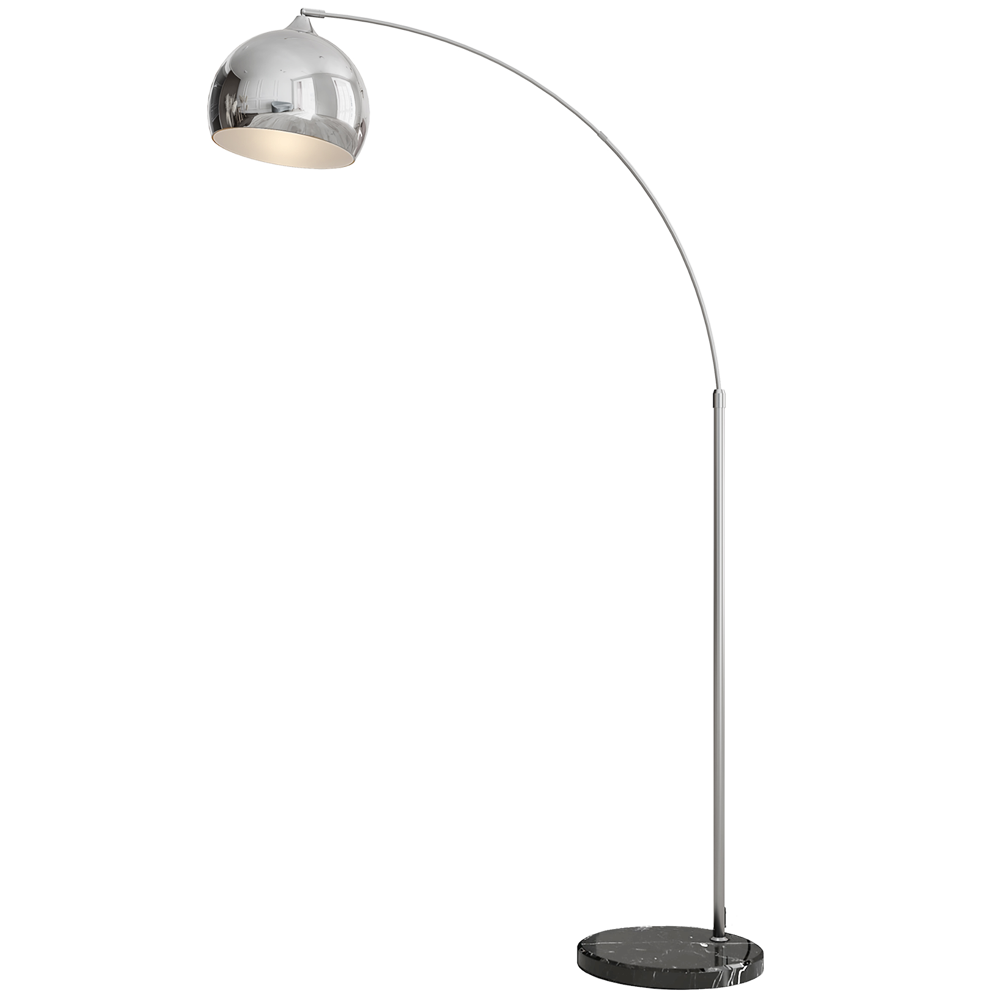 Kaarega põrandalamp reguleeritava kõrgusega, hõbe/must, metall, 170-180 cm