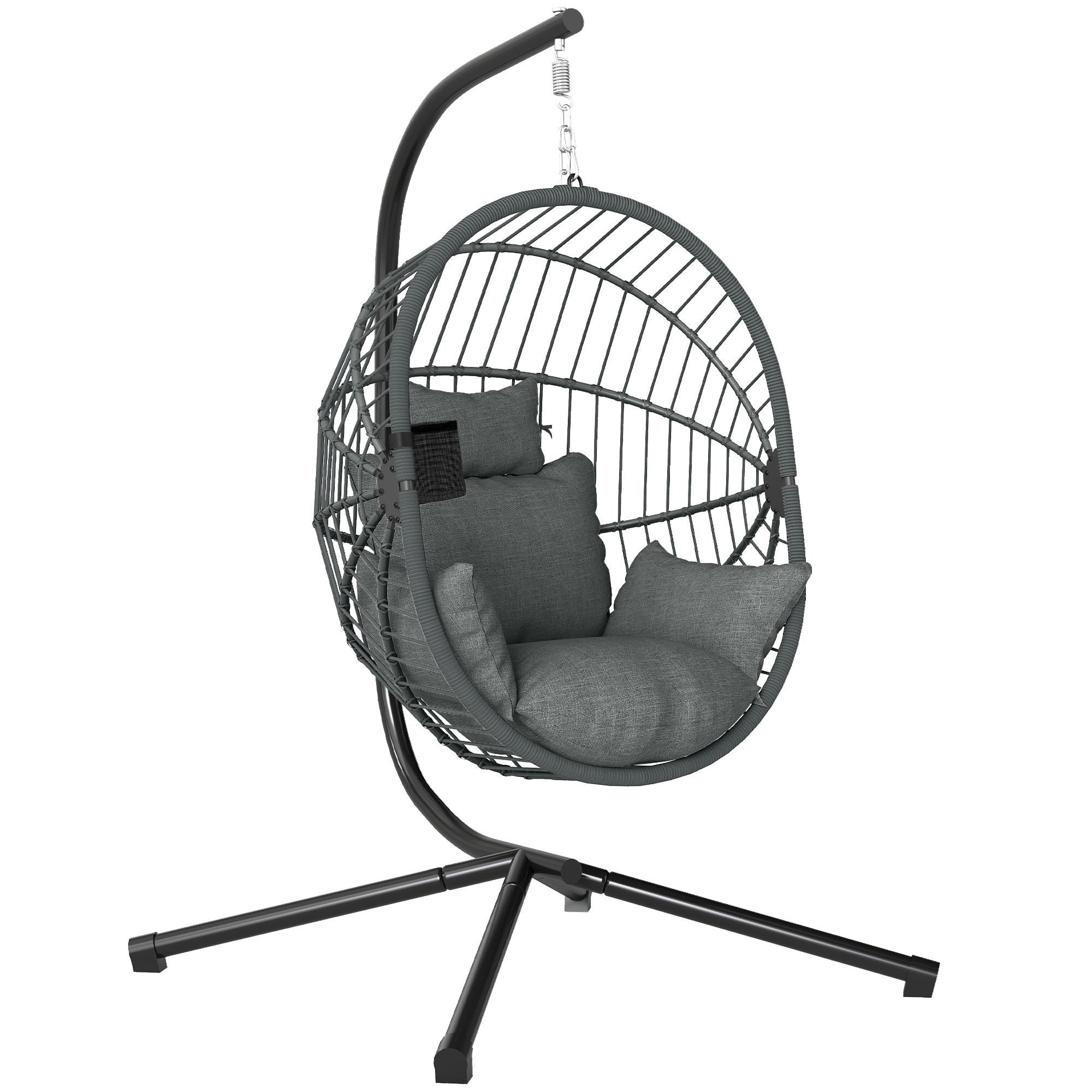 Piekarināms krēsls Egg Chair, ar spilvenu, pelēks, 120 x 106 x 188 cm