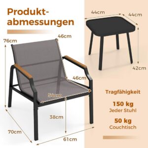 3-osaline aiamööblikomplekt hall