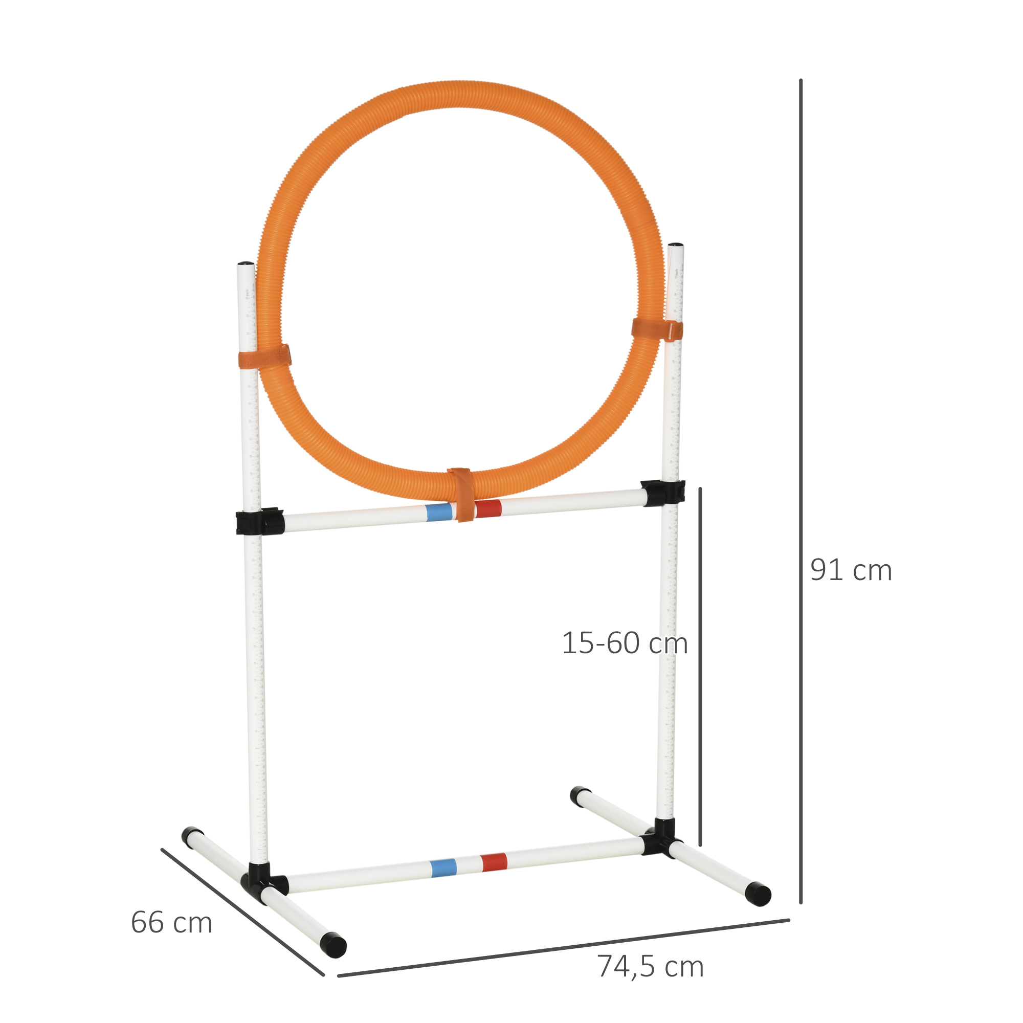 Šunų agility treniruočių rinkinys su žiedu 2 viename, Model 4, plastikas PE, balta+oranžinė, 74,5 x 66 x 91 cm - Image 3