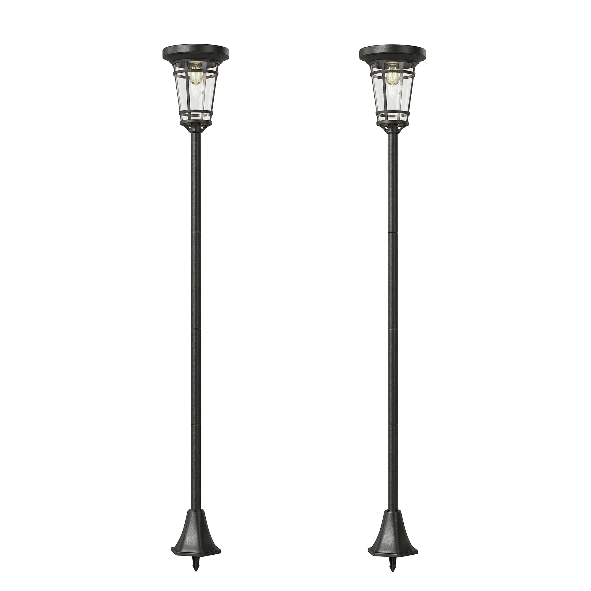 Päikeselatern 2 tk komplekt, must, 180 cm, reguleeritava kõrgusega