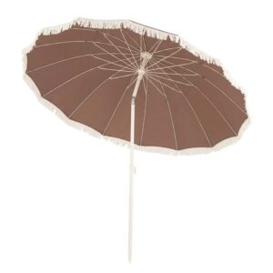 Terases dārza saulessargs 215 cm ar boho bārkstīm, kafijas krāsa