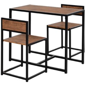 3-osaline baarilauakomplekt, naturaalne, must, MDF, teras, 90 x 47 x 76 cm