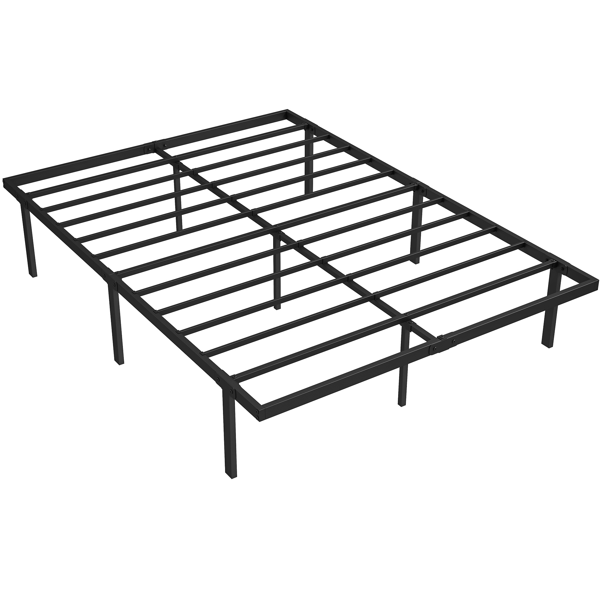 Voodiraam 140 x 200 cm, metallist, must, panipaigaga voodi all