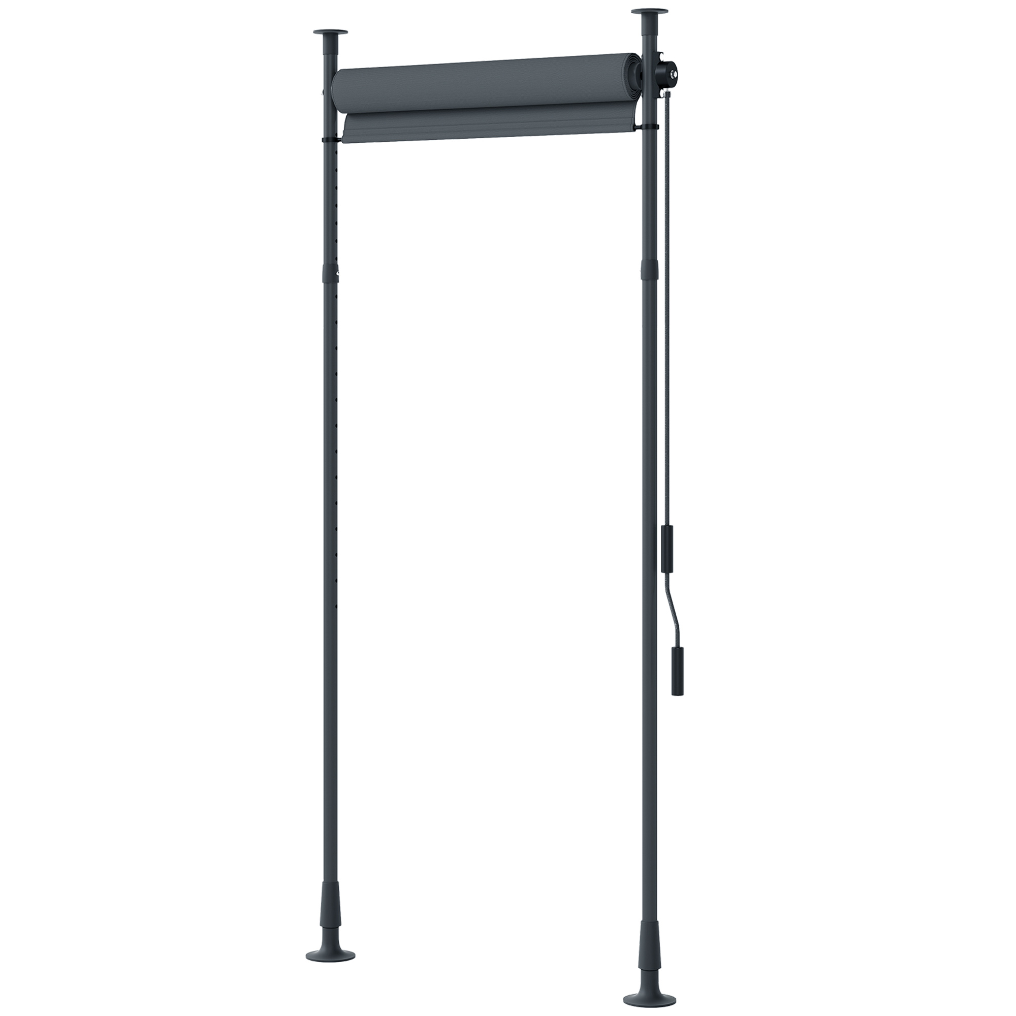 Brīvi stāvoša markīze, regulējams augstums, bez urbšanas, alumīnija rāmis, 120 x 220–310 cm, tumši pelēka