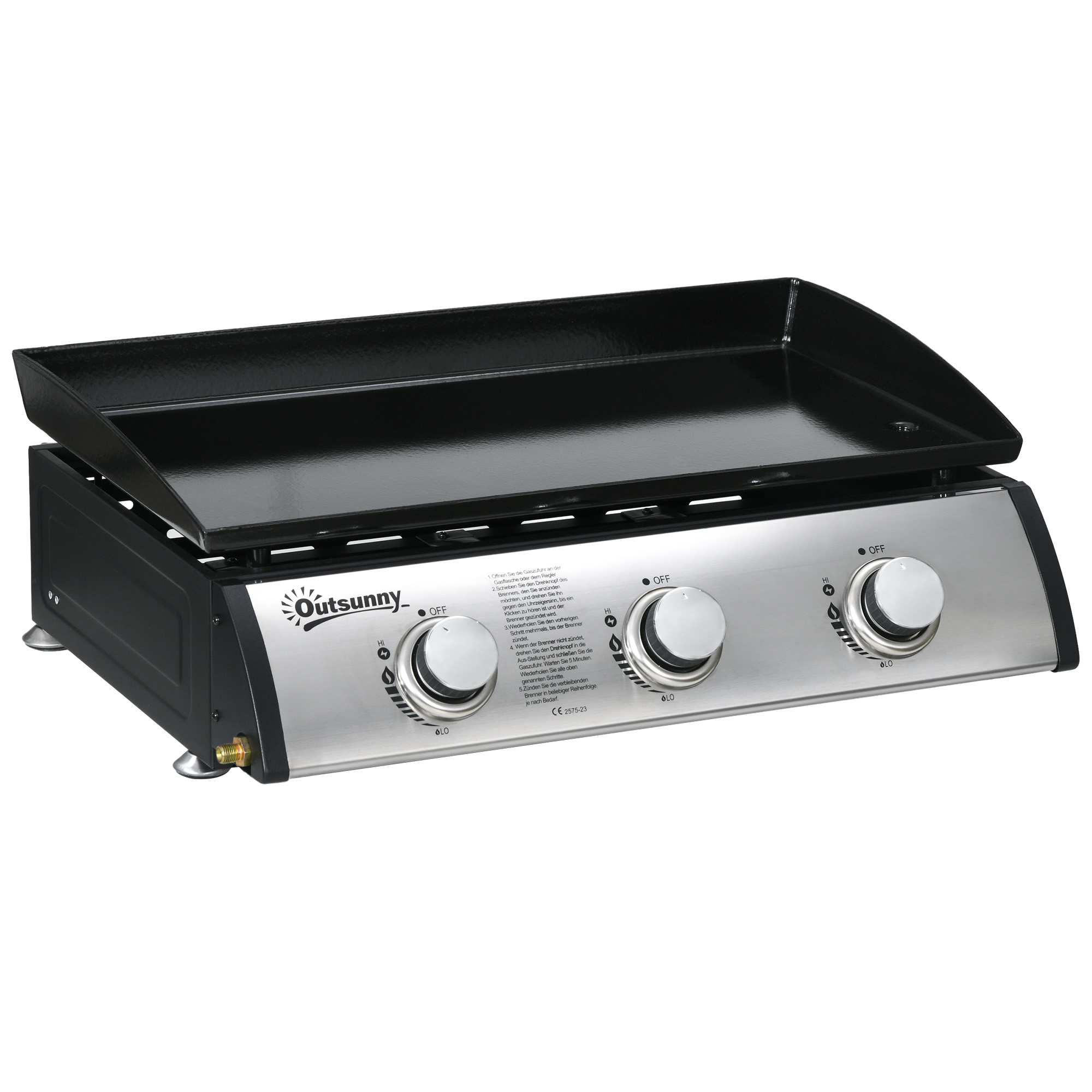 Gaasigrill kaanega, 3 põletit, must/hõbedane, 63 x 47 x 25 cm