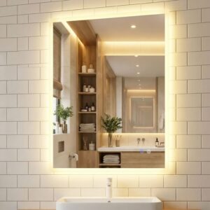 80x60 cm LED vannitoapeegel hõbedane