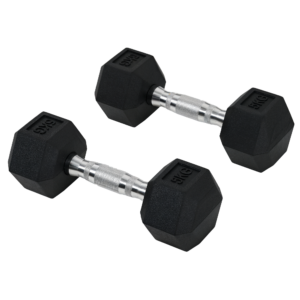 2-osaline kuusnurksete hantlite komplekt, 2 x 5 kg, must, kumm ja malm