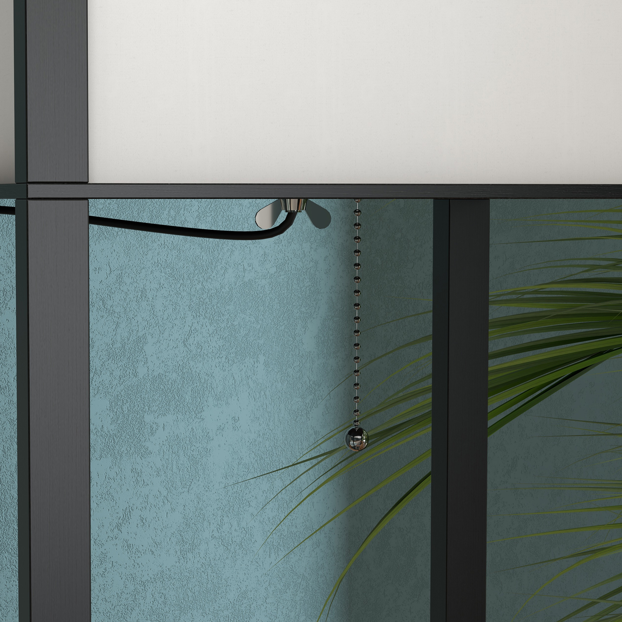 Pastatoma lempa su lentynomis, juoda ir balta, MDF, 26 x 26 x 160 cm - Image 8