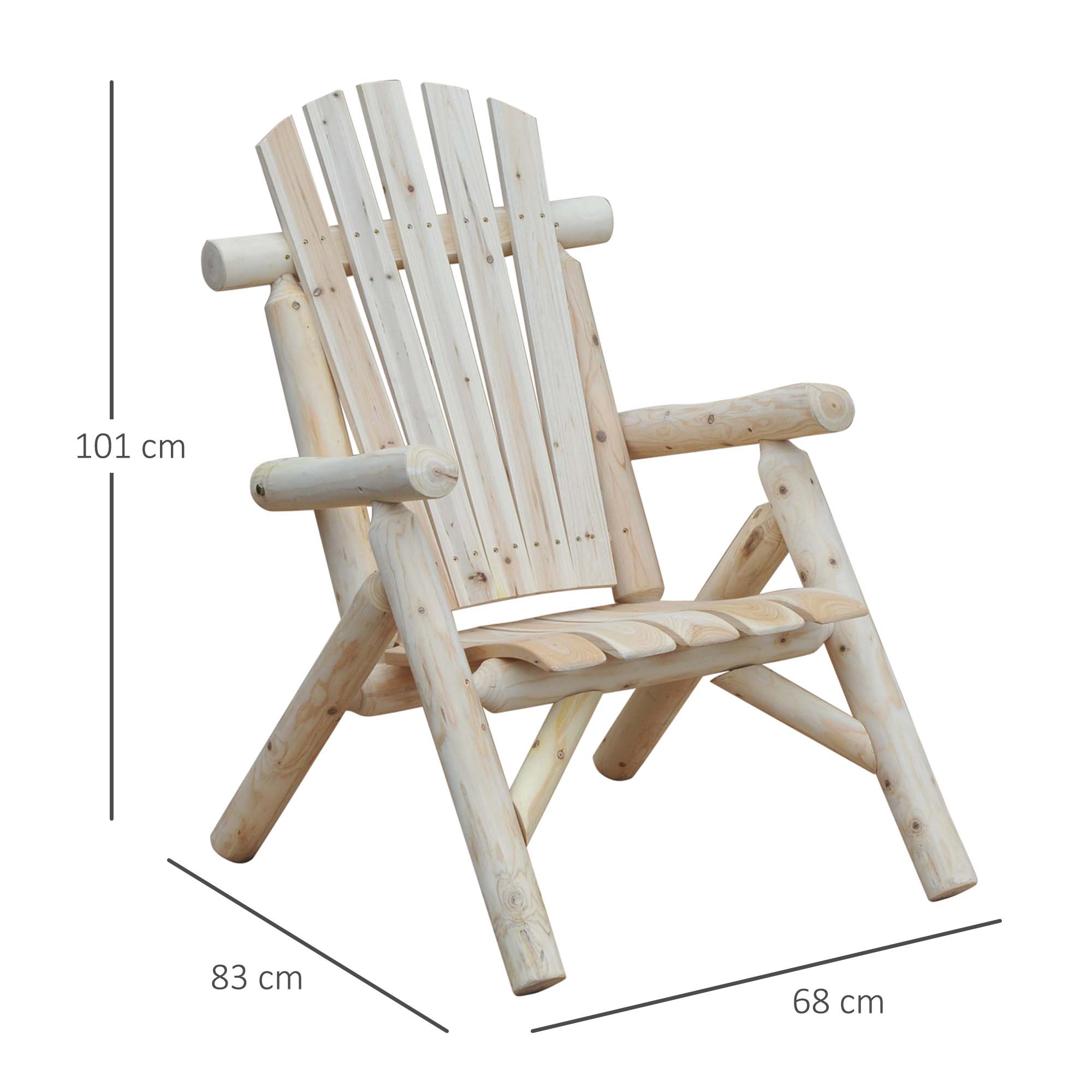 Adirondack dārza krēsls ar roku balstiem, dabīga, 83 x 68 x 101 cm - Image 3