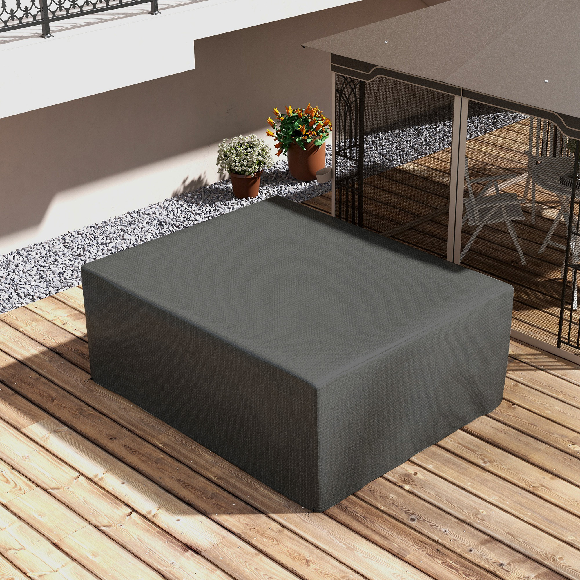 Puutarhakalusteen suojapeite, harmaa, 235 x 190 x 90 cm - Image 8