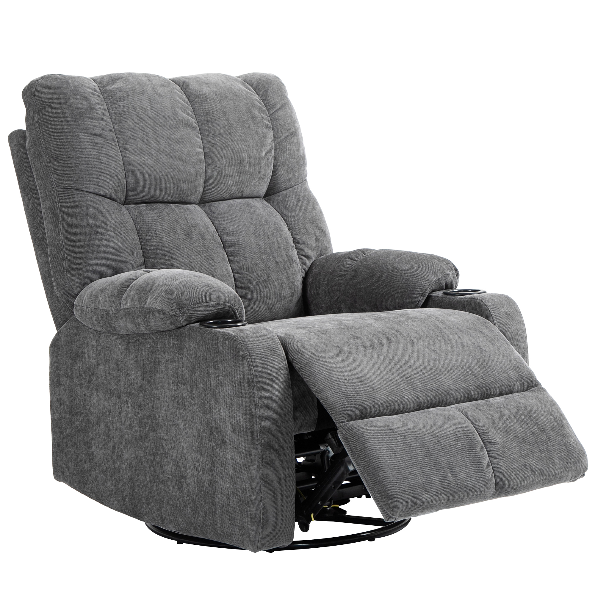 Recliner armchair su pakoja, sukamas, tamsiai pilkas, 150 kg, 88 x 96 x 108 cm
