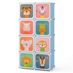 8-kuupiline laste riidekapp riidepuuga, sinine