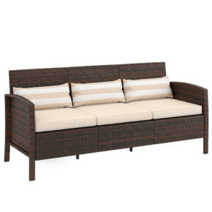 3-kohaline välimõu sofa padjadega, pruun, 173 x 68 x 78 cm