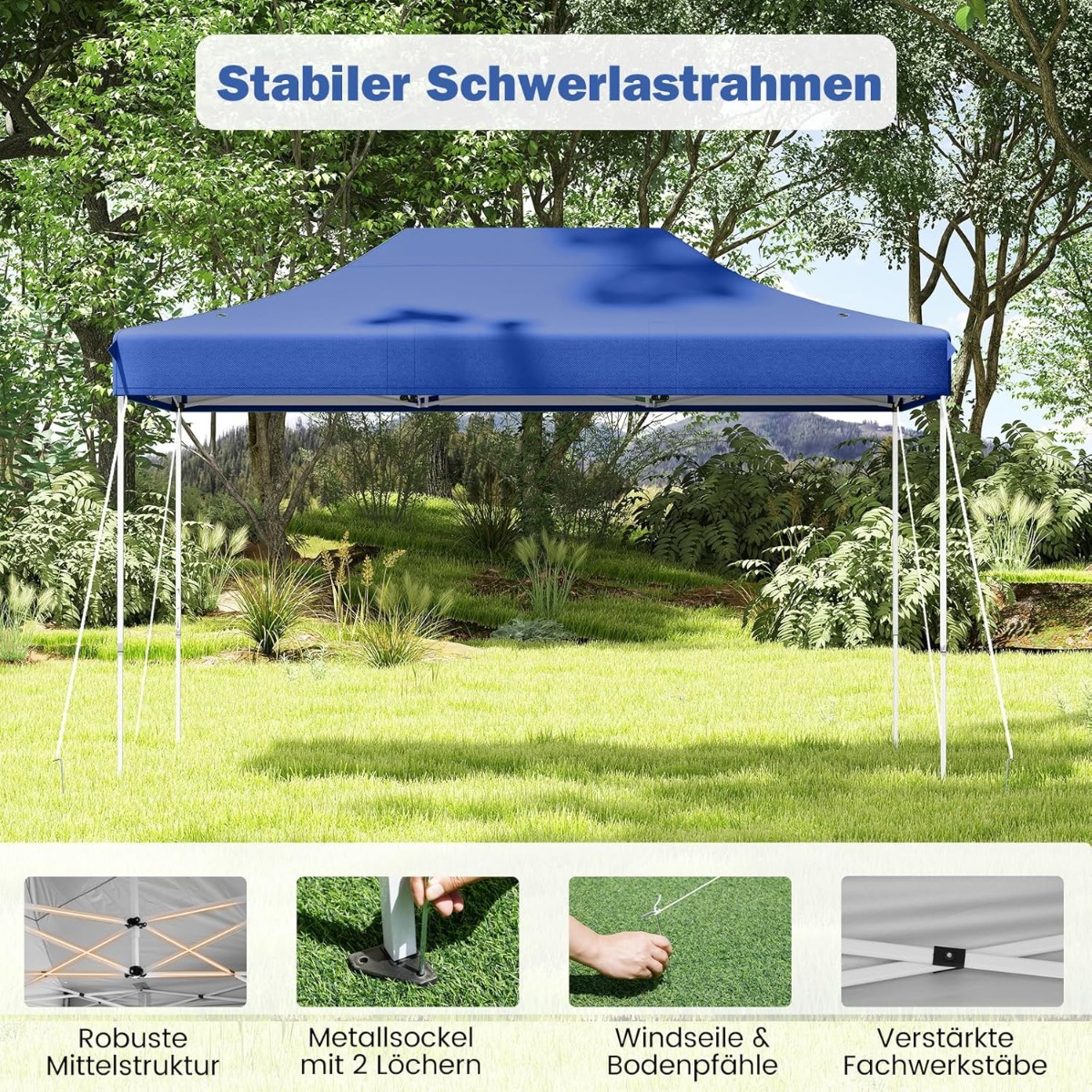 3 x 4.5 m sulankstoma pavėsinė tamsiai mėlyna - Image 8