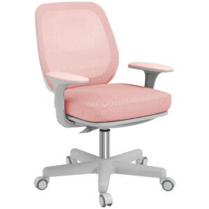 Töötool ratastel, ergonoomiline, roosa, 55 x 48 x 82,5-94,5 cm