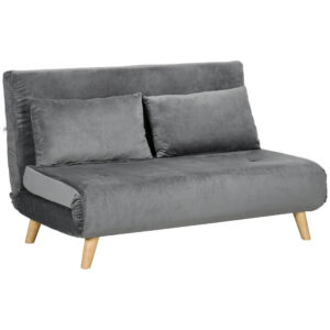Miegamoji sofa, pilka, 130 x 78 x 79 cm, su 2 pagalvėmis