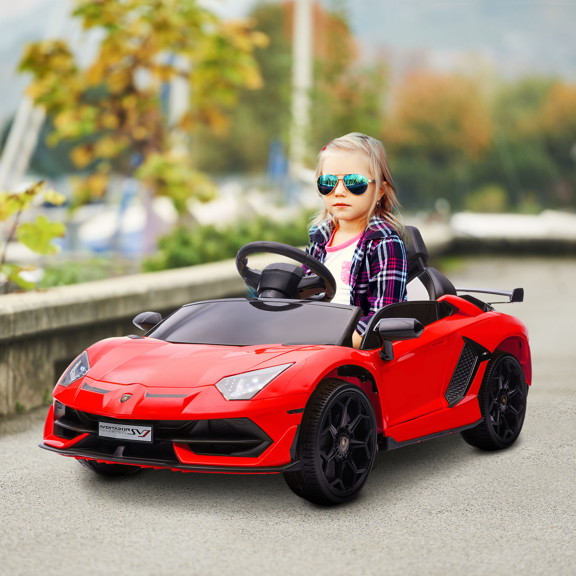 Elektriska bērnu mašīna Lamborghini Aventador SVJ Roadster, sarkana, 107,5 x 64,5 x 47 cm - Image 2