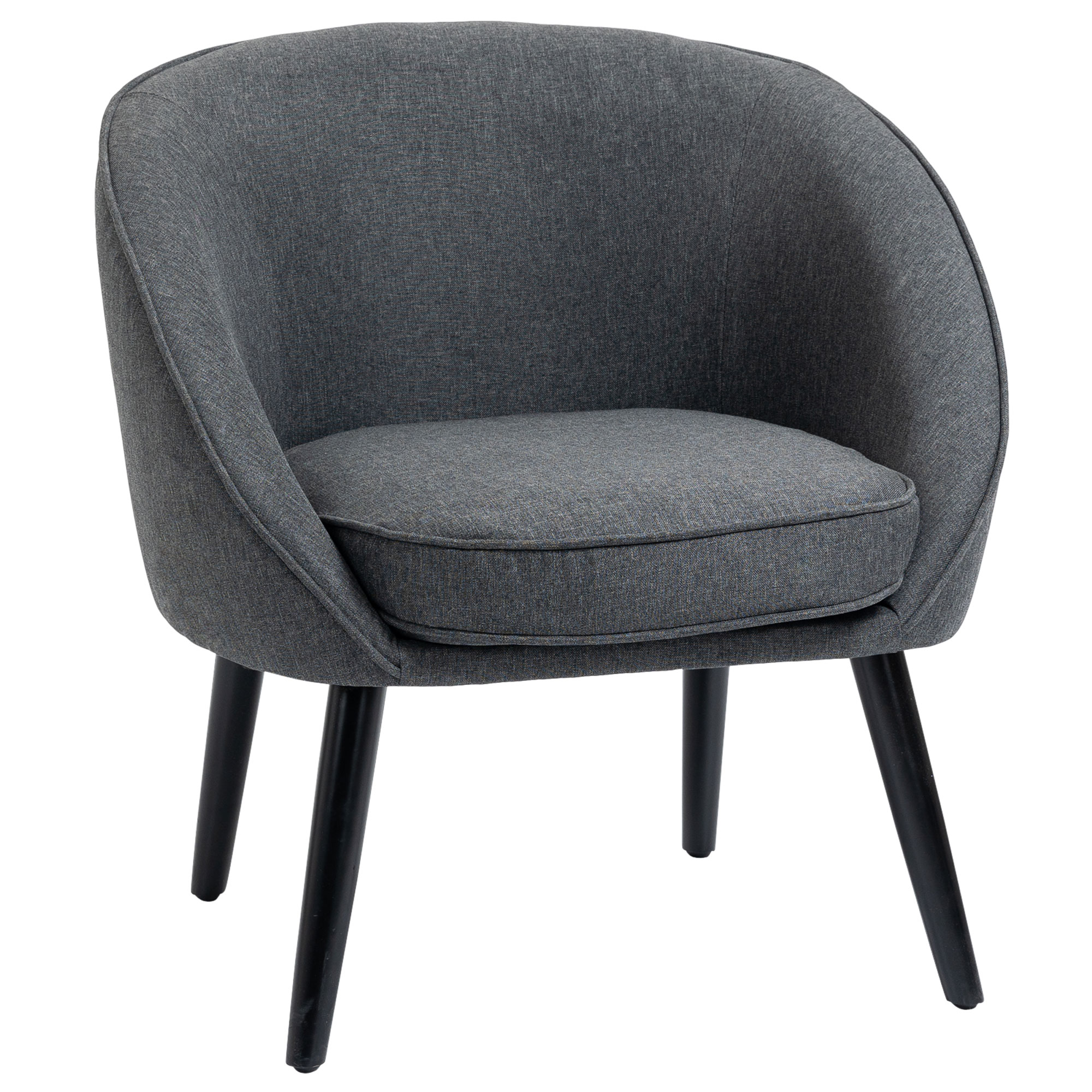 Lounge-nojatuoli, harmaa, pellavamainen polyesteri ja puu, 71 x 65 x 75 cm