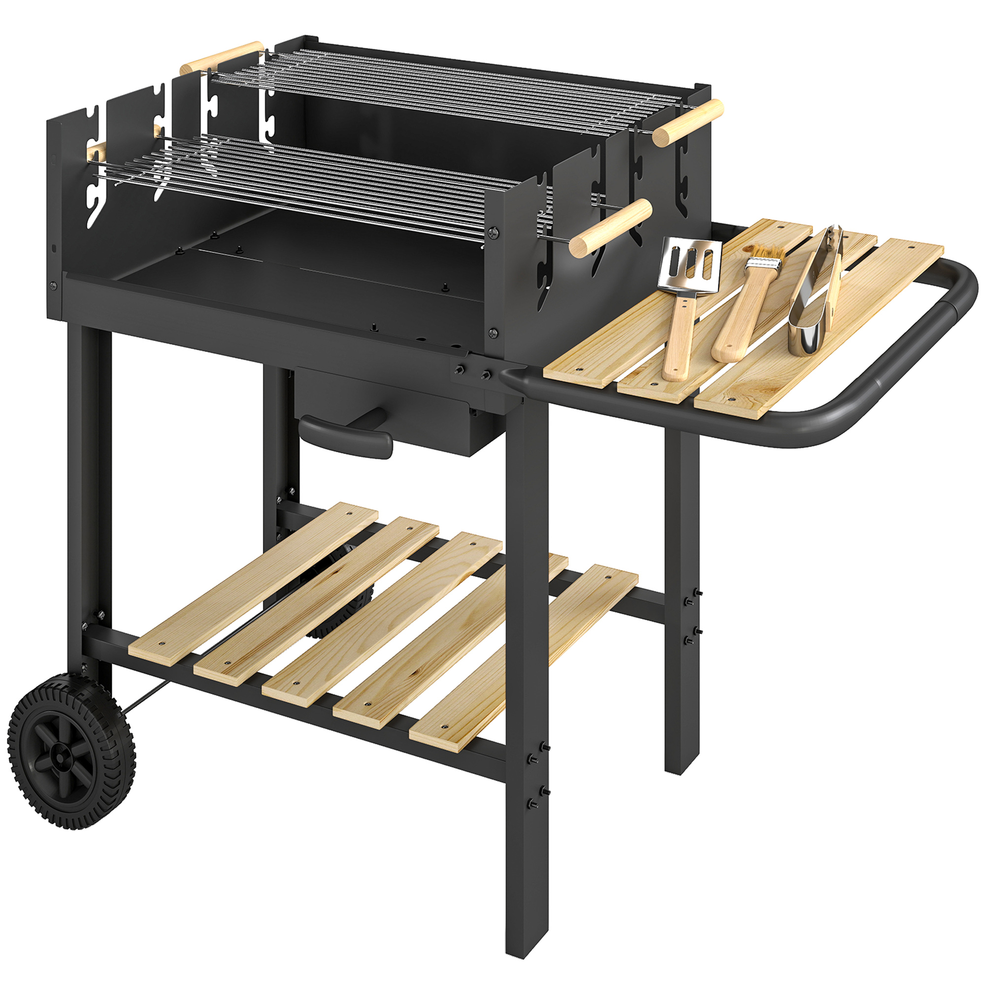Söegrill käru, must, 99,5 x 58 x 82 cm
