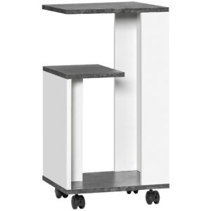 Ratastel öökapp 4 rattaga, 3 riiulit, 35 x 29,5 x 65,5 cm, hall / valge