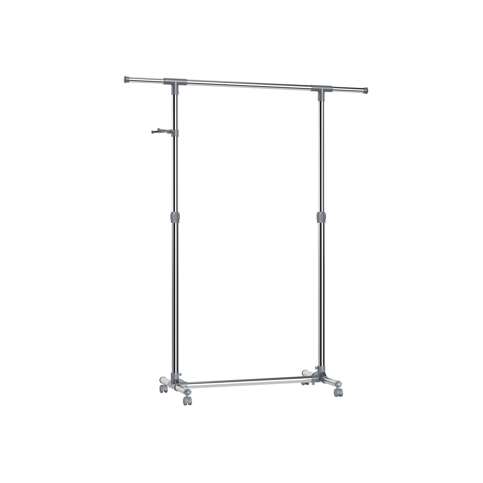 Reguleeritav ratastega riidestange, hall, metall, 97–165 x 44 x 87–150 cm