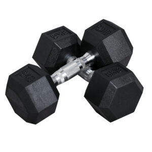 Kuusnurkne hantlite komplekt, metallist ja kummist, must, 2 x 8 kg