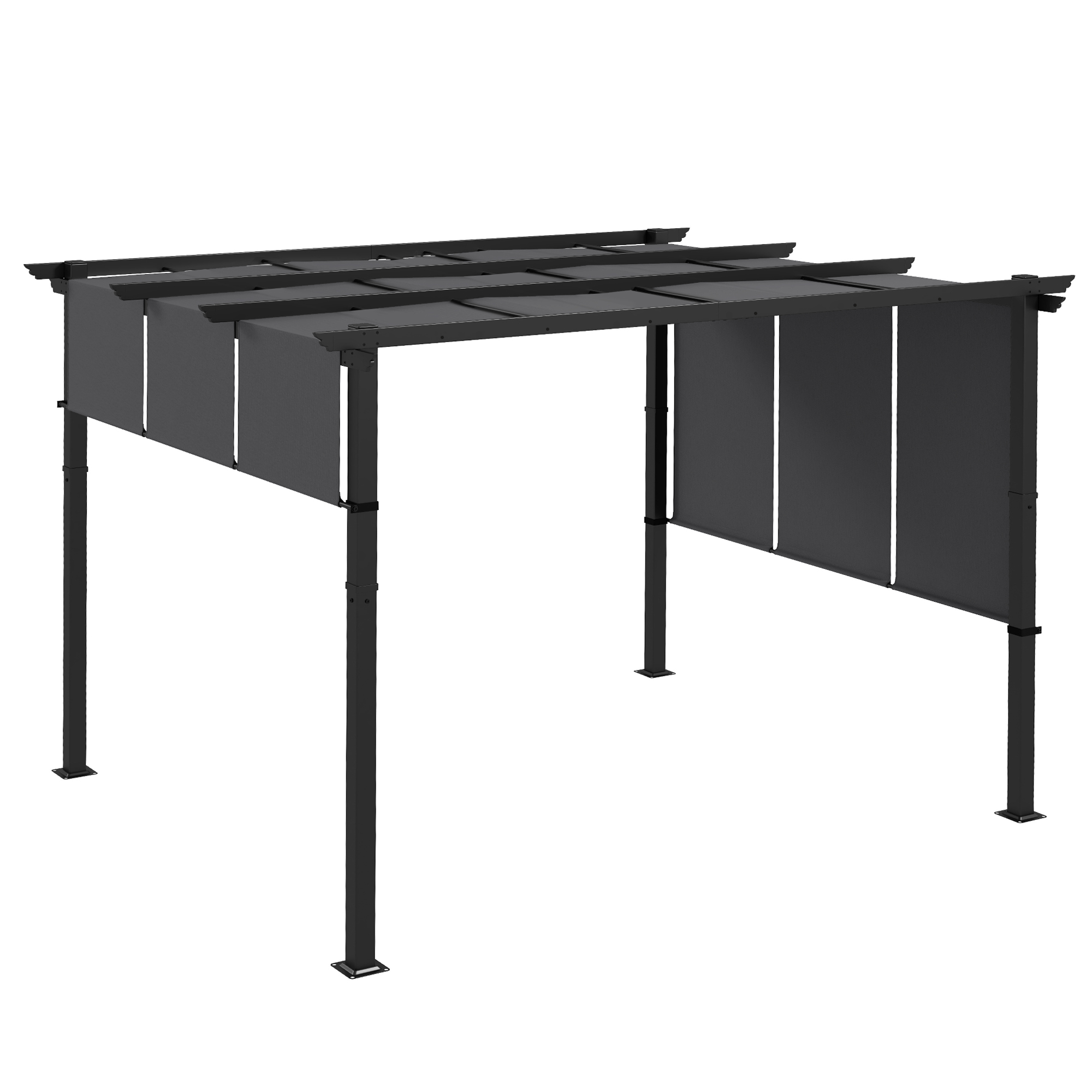 Pergola ar izvelkamu jumtu, tumÅ¡i pelÄ“ka, 3 x 3,5 m
