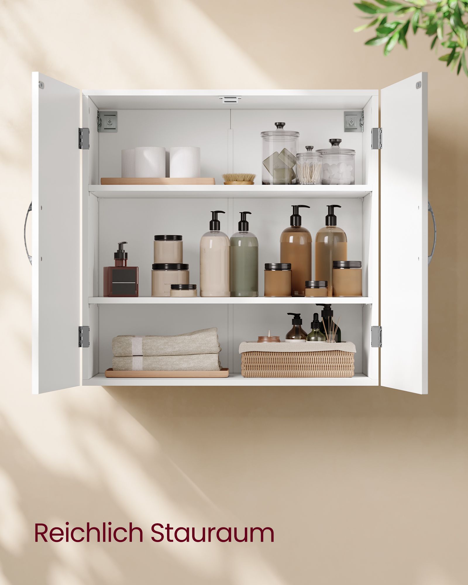 Vannasistabas sienas skapītis ar plauktiem, 30 x 60 x 60 cm, balts, MDF - Image 4
