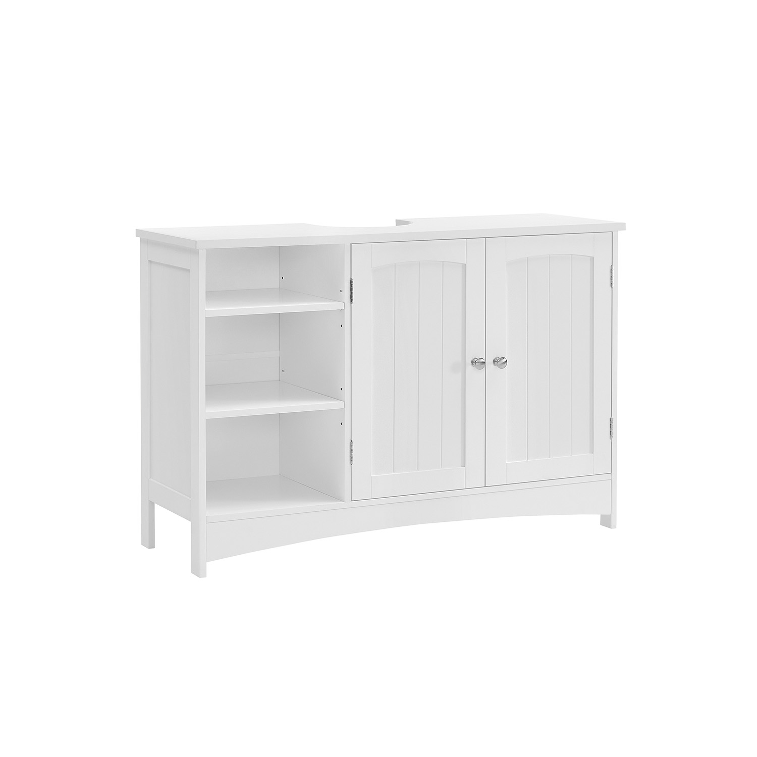 Izlietnes skapītis ar 2 durvīm, atvērti plaukti, regulējami plaukti, balts, 90 x 30 x 60 cm