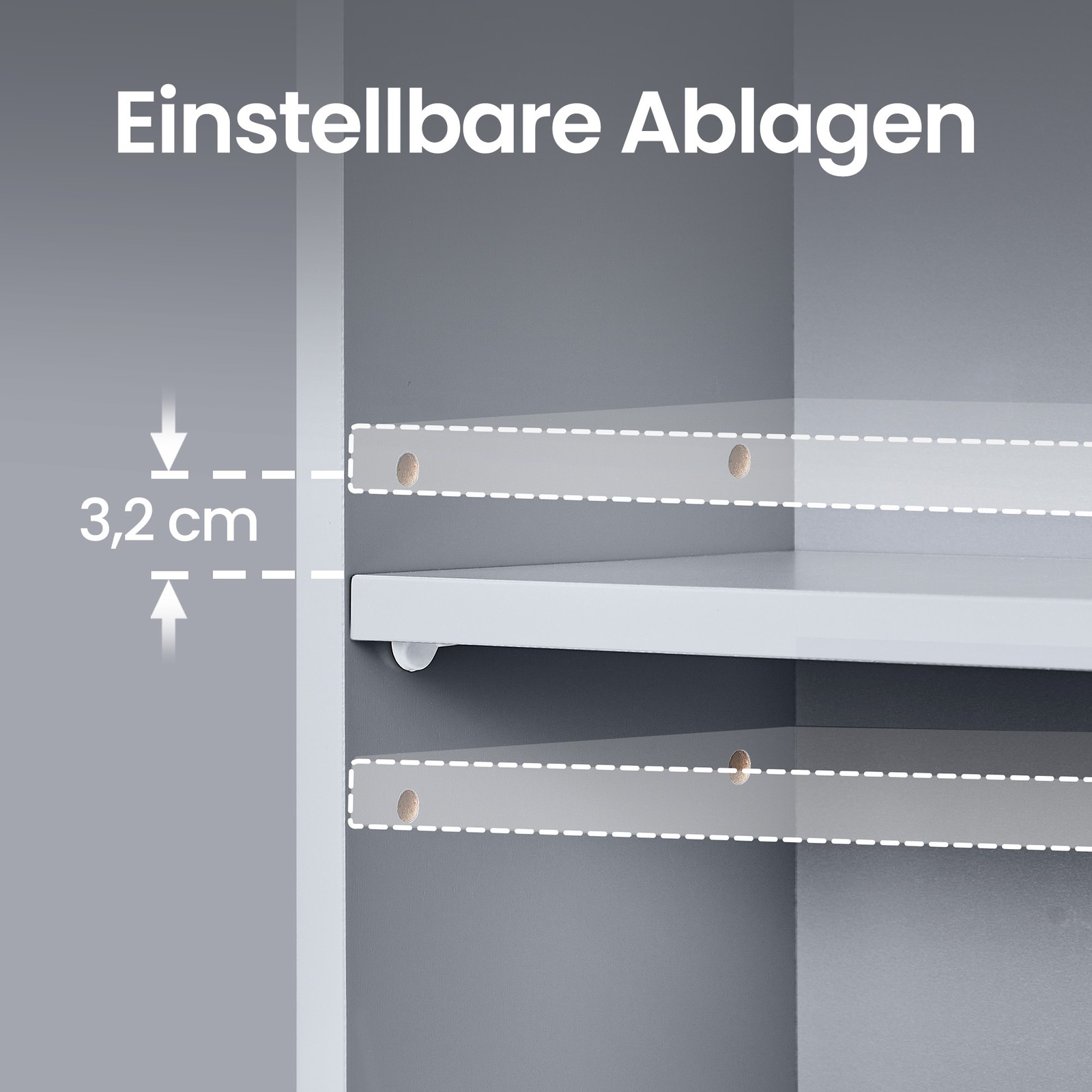 Piekarināms vannas istabas skapītis, MDF, pelēks, 18 x 60 x 60 cm, ar regulējamiem plauktiem - Image 6