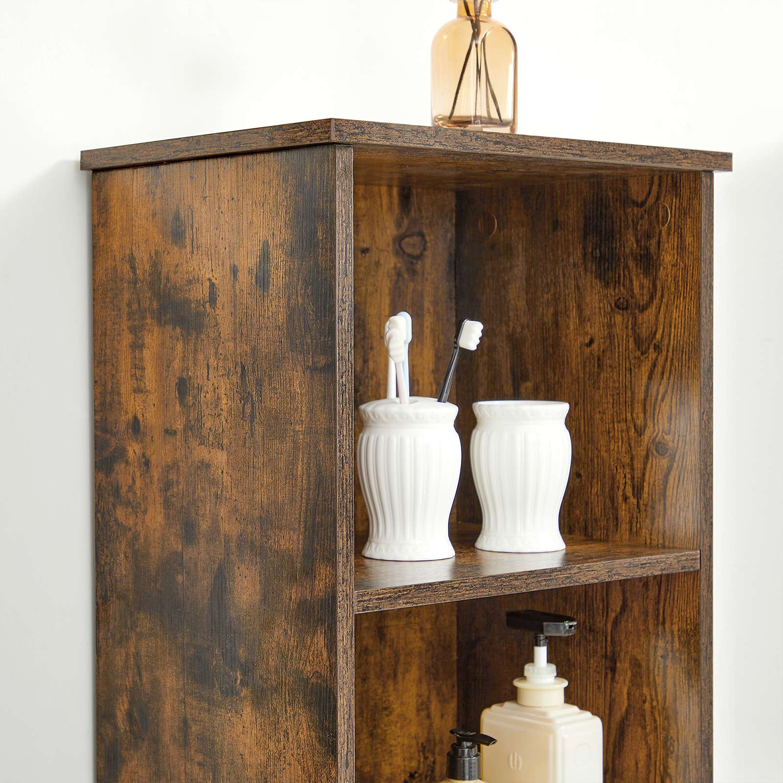 Kylpyhuonekaappi, 40 x 30 x 167 cm, lastulevy, vintage-ruskea - Image 6