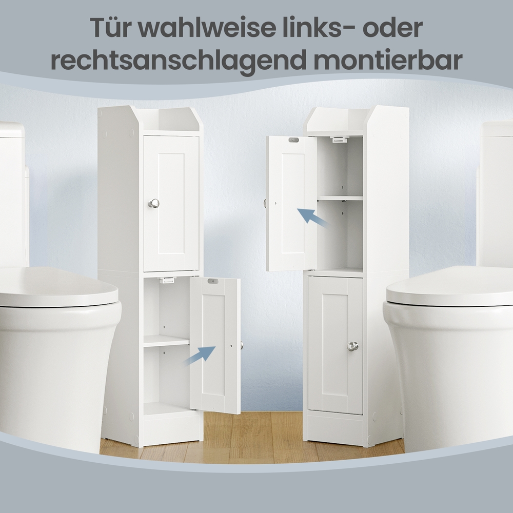 Kitsas vannitoakapp reguleeritavate riiulitega, valge, 20 x 18 x 80 cm - Image 6