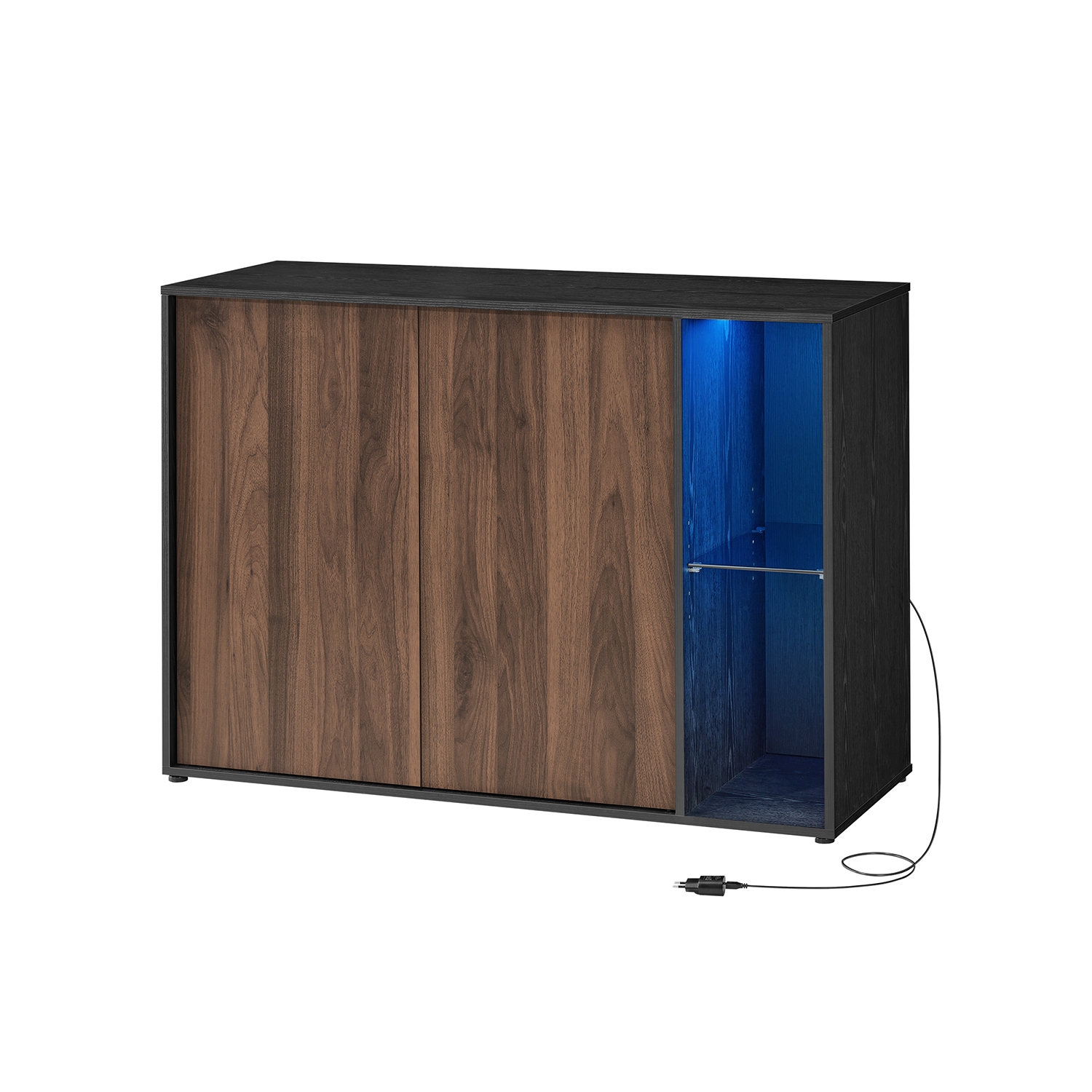 Kummut valgustusega, 39 x 100 x 71 cm, puitlaastplaat, MDF ja klaas