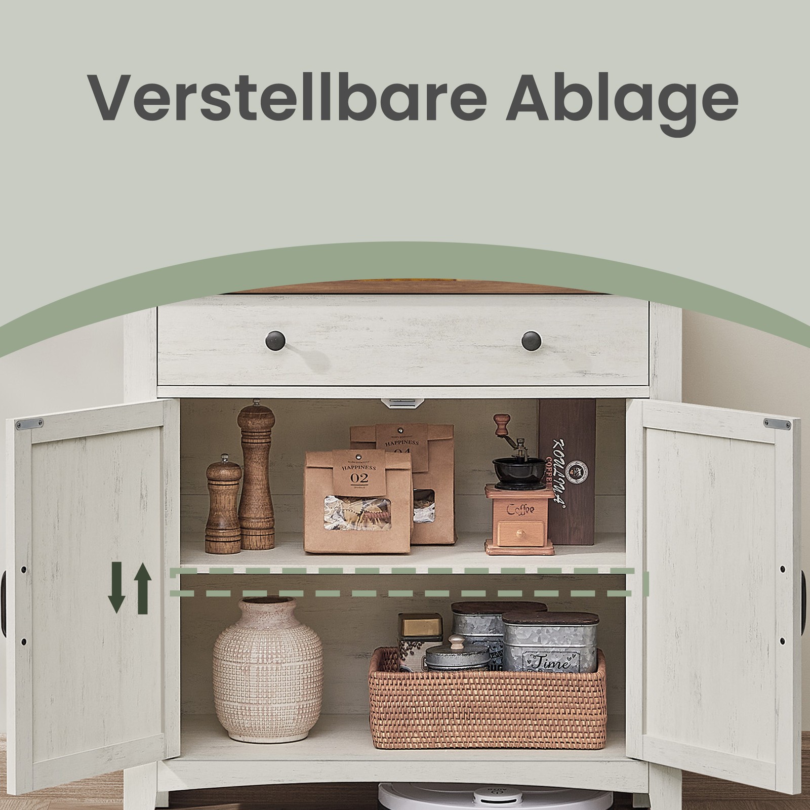 Virtuves skapis ar atvilktni, 40 x 80 x 80 cm, MDF un tērauds, balti brūns - Image 6