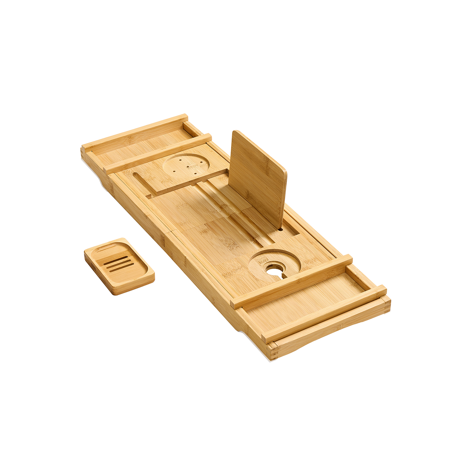 Vanniriiul vannile, bambusest, pikendatav 23 x 70–95,6 x 4,2 cm, naturaalne beež