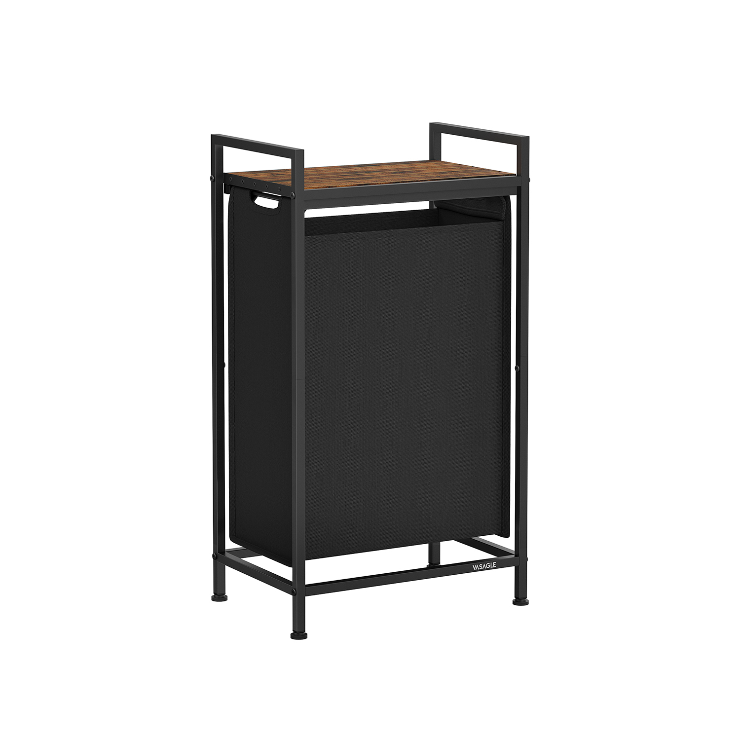Veļas grozs ar plauktu, 3 noņemami 38 l maisi, MDF un tērauds, 42 x 28 x 75 cm