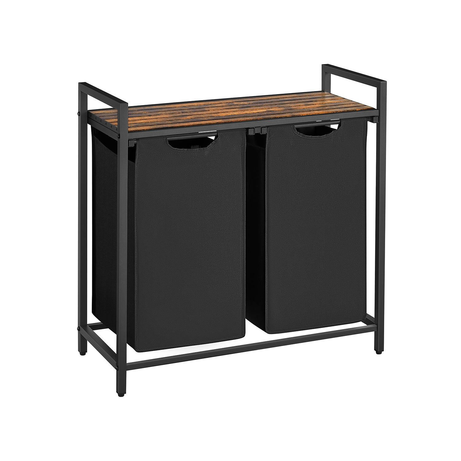 Pesu sorteerimiskorv 2 väljatõmmatava kotiga, 2 x 46 l, 73 x 33 x 72 cm, pruun-must