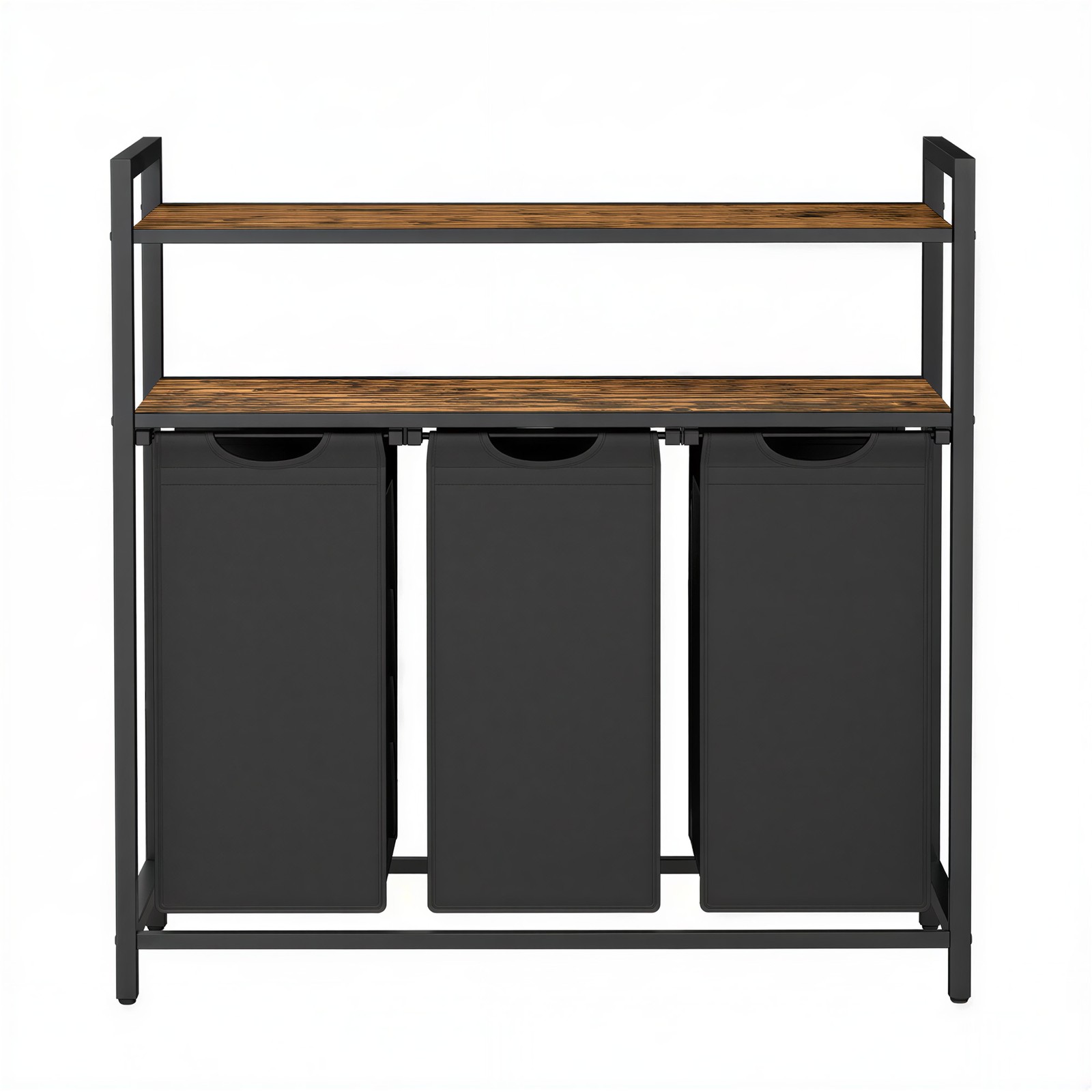 Pesu sorteerimiskorv 2 sahtli ja 2 riiuliga, pruun/must, 92,5 x 33 x 92 cm