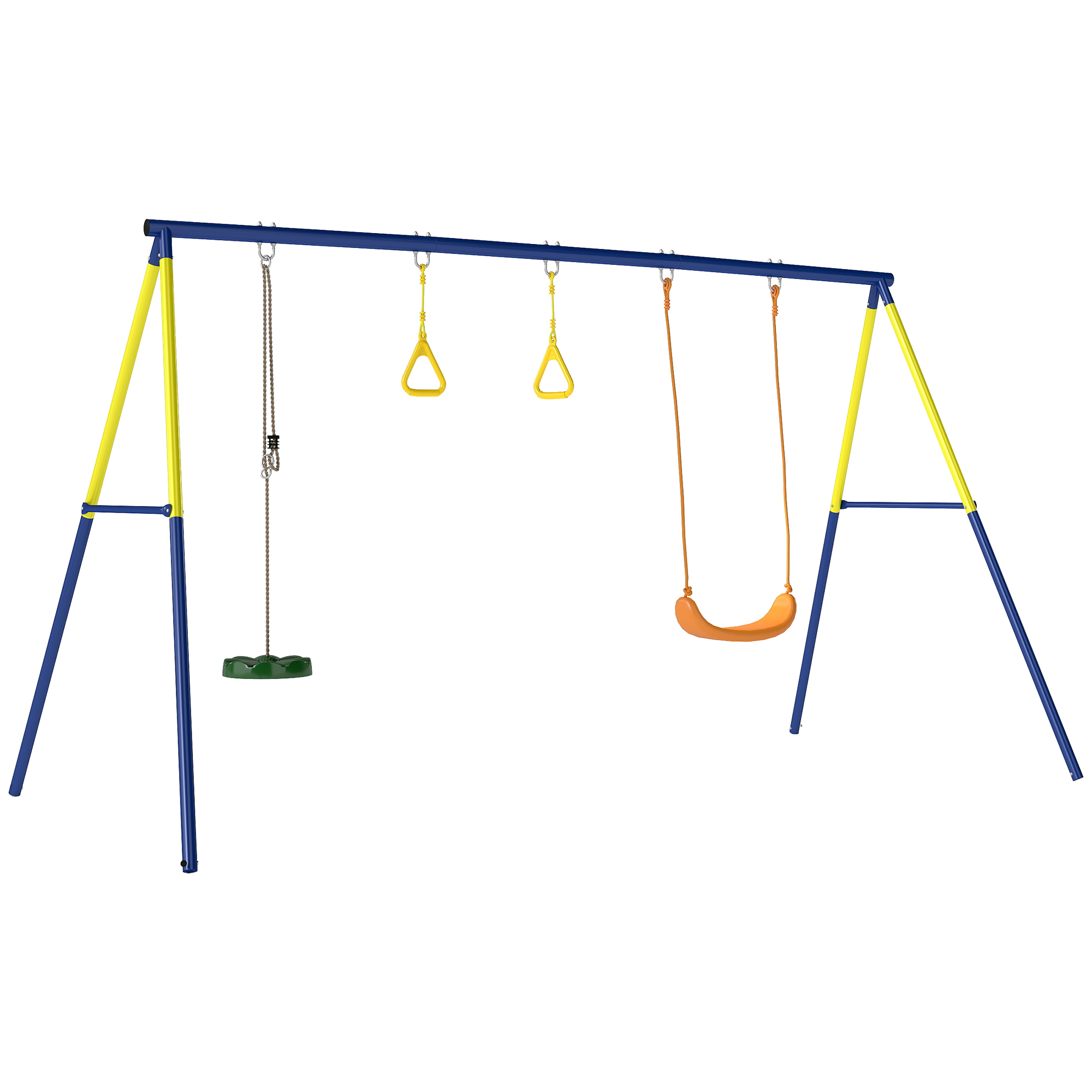 3-in-1 kiigekomplekt lastele, kuni 150 kg, klassikaline kiik, võimlemisrõngad, seisev kiik, 285 x 160 x 181 cm