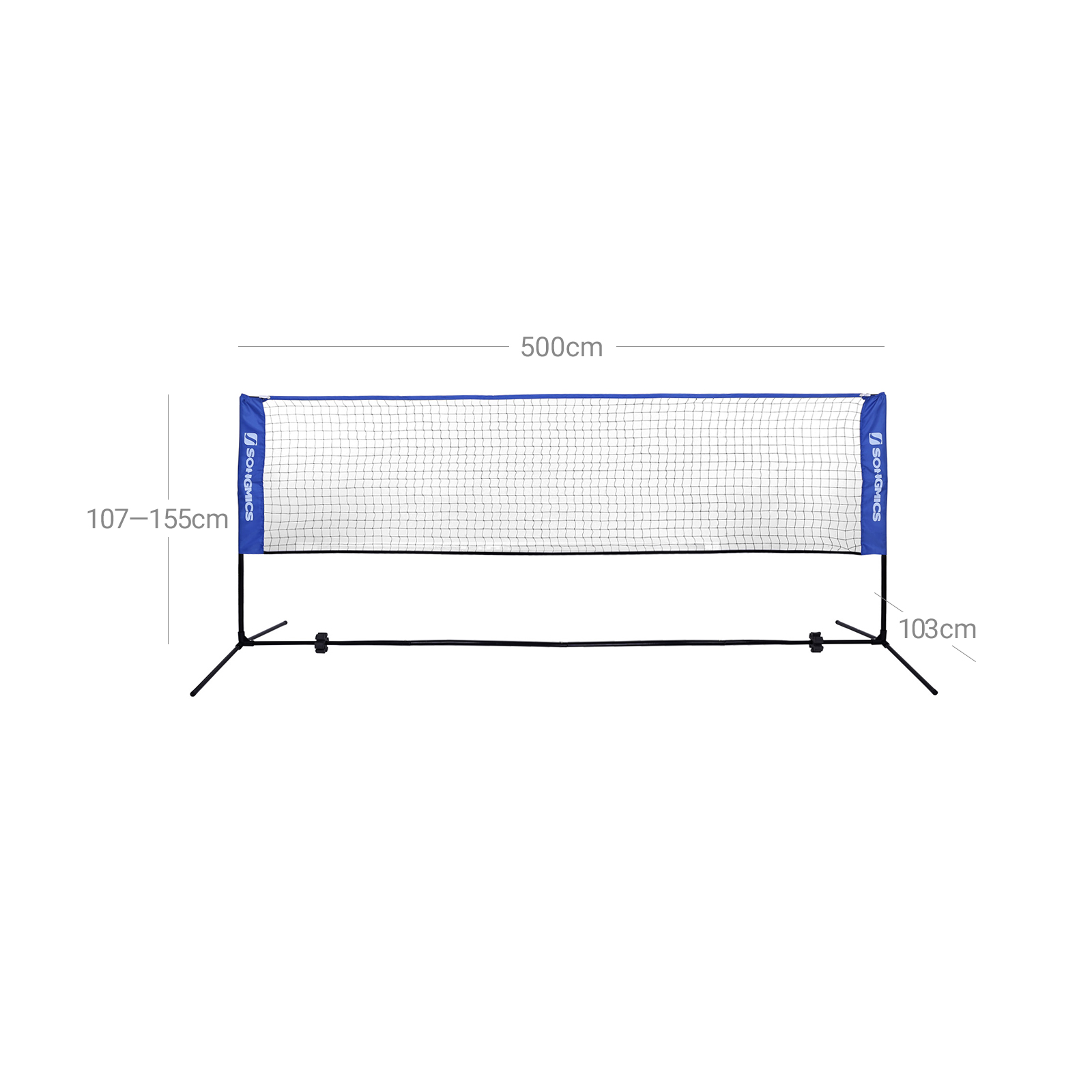 Badmintona tīkls ar metāla rāmi, regulējams augstums, 500 x 155 x 103 cm - Image 7