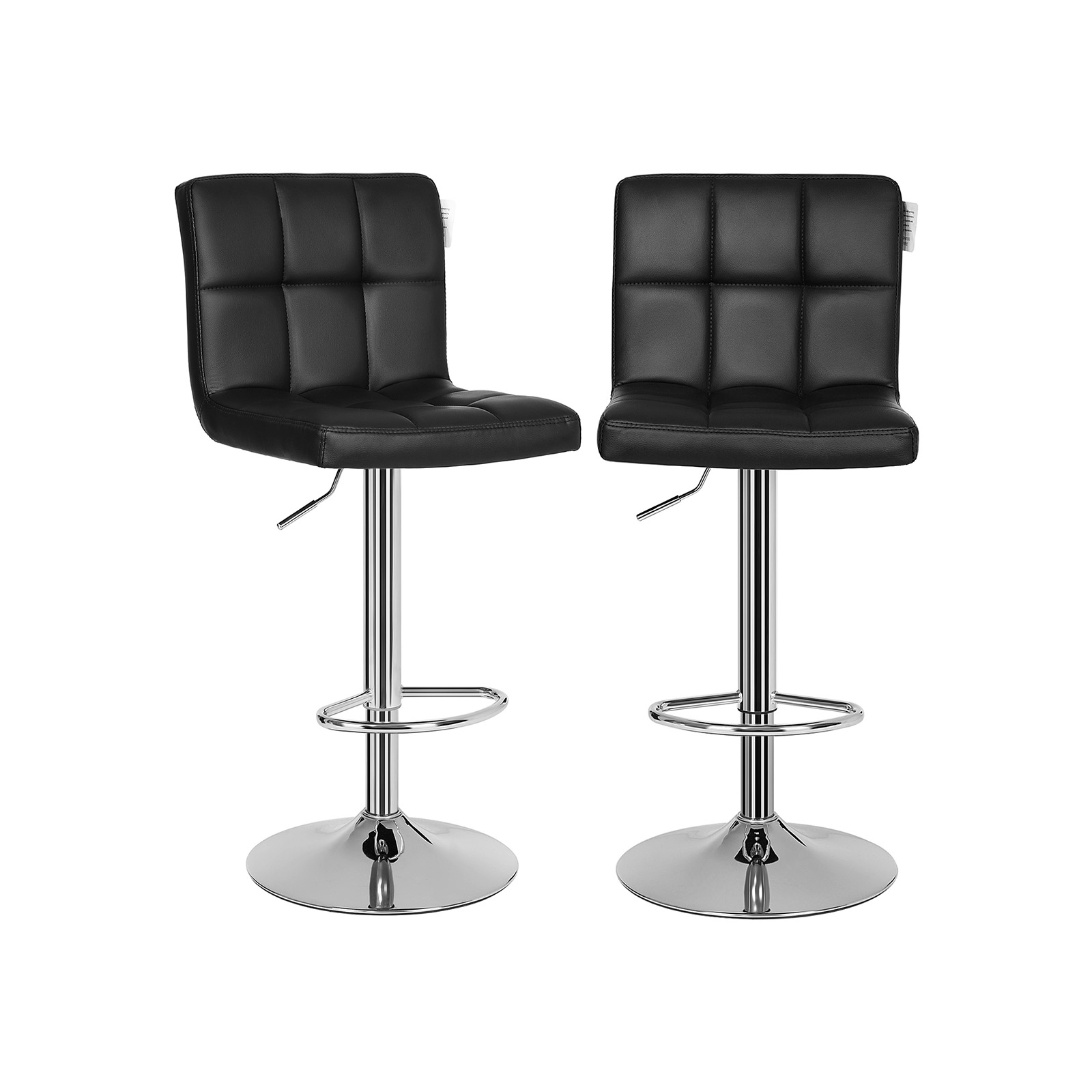 Baariotoolide komplekt, 2 tk, must, PU kunstnahk, 44,5 x 38 x 95–115 cm