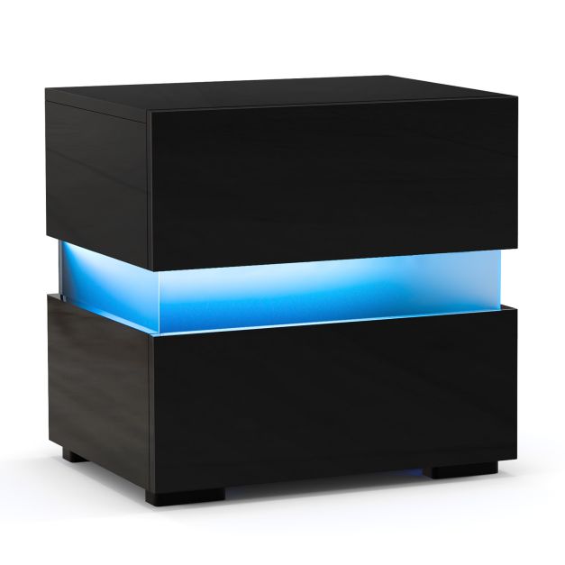 LED-yöpöytä 2 laatikolla musta