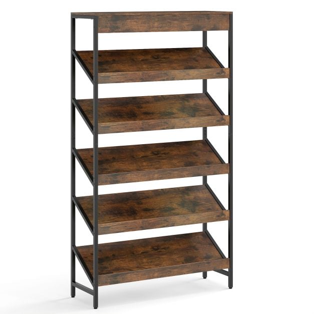 6-plauktu plaukts, 161 cm, brūns, stabils